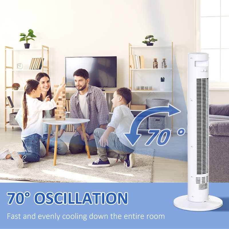 38" Oscillating Tower Fan With 12h Timer
