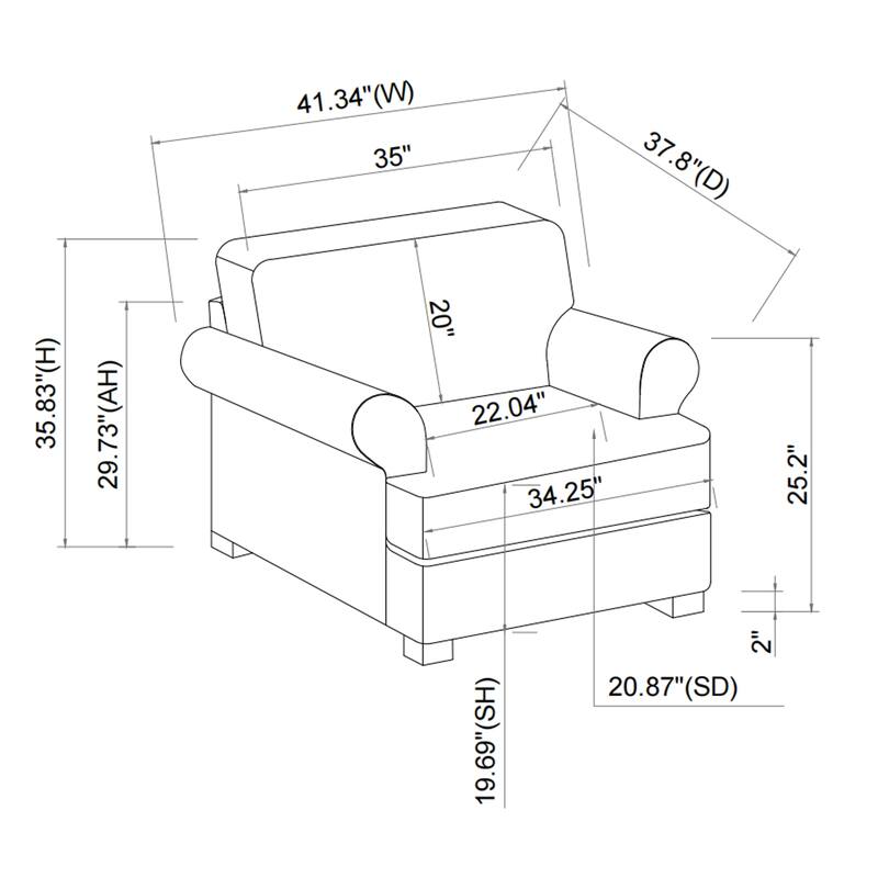 Modern Style Single Sofa Fabric Oversized Armchair for Living Room