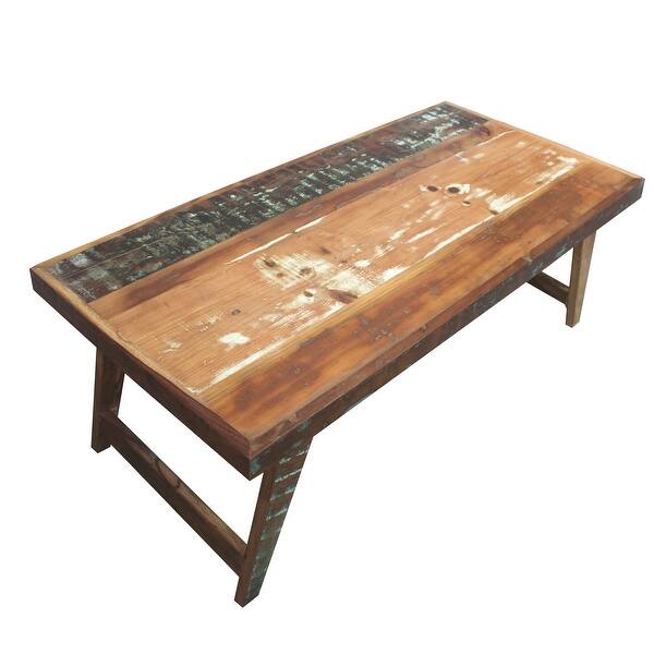 Shop Rectangular Handcrafted Wooden Coffee Table With Slanted Tapered Legs Distressed Brown On Sale Overstock 31985047