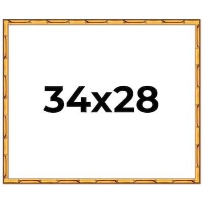 34x28 Frame Gold Bamboo Picture Frame Modern Photo Frame Includes UV Acrylic Shatter Guard Front Acid Free Foam Backing Board