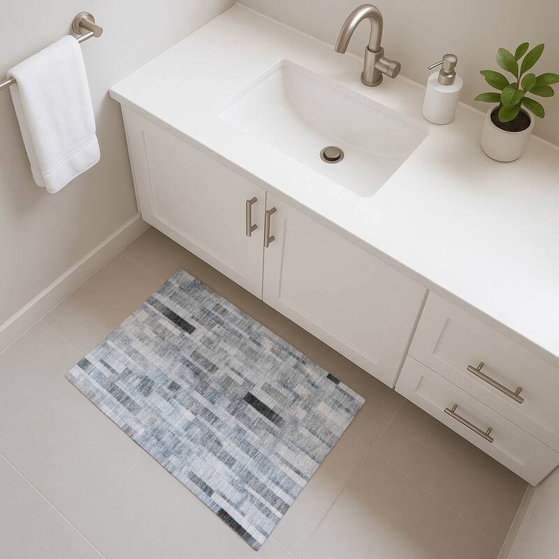 Premium Washable Super Soft Geo Stripe Mayfield Rug - Blue - 1'8" x 2'6"