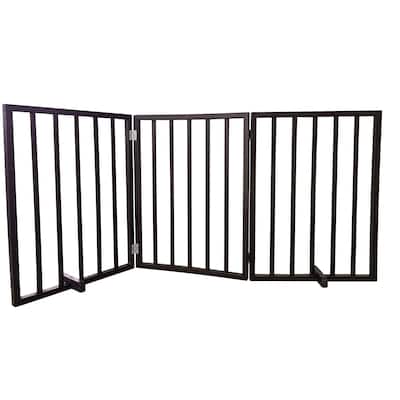 54 inch Freestanding 3-Panel Folding Wood Pet Gate - Brown - 54"Lx1"Wx24"H