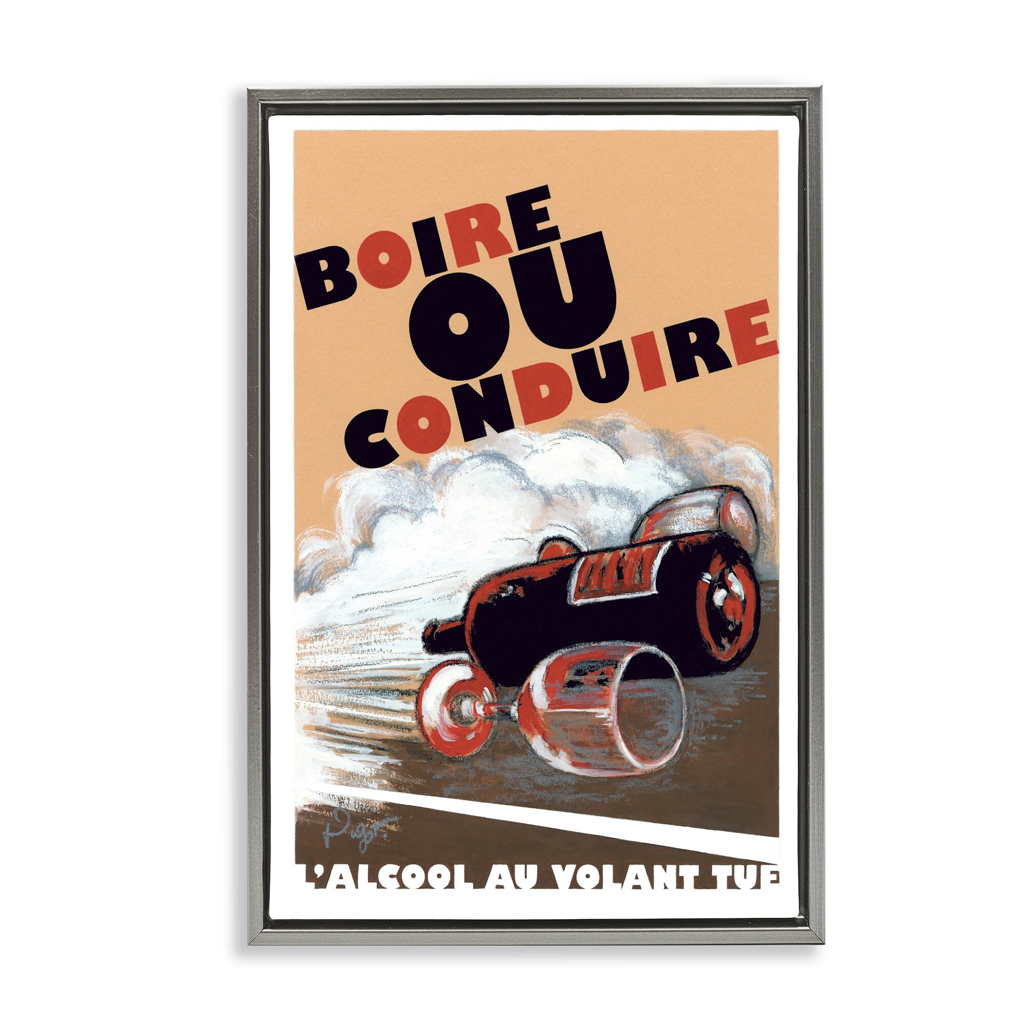 Stupell French Don't Drink & Drive Framed Floater Canvas Wall Art Design By Jean-Pierre Got