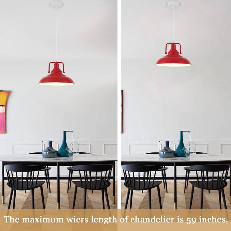 1-Light Rustic Hanging Kitchen Pendant Light Island Ceiling Light with Metal Shade for Dining Room