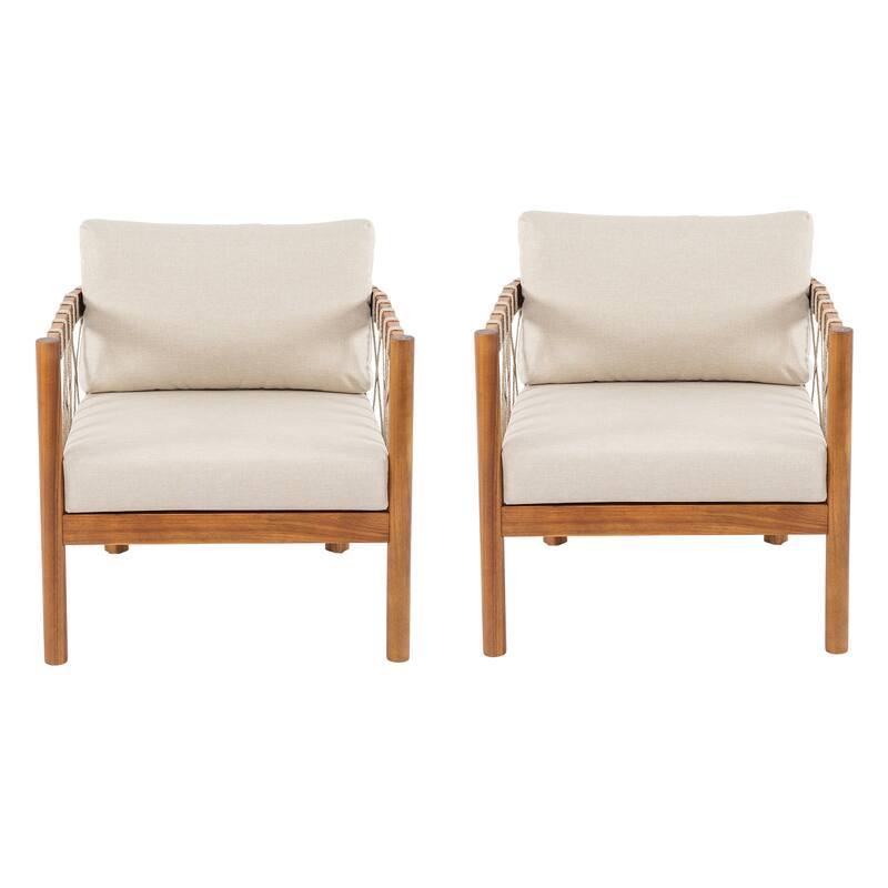 Scott Living Coastal Haven Outdoor Chair Acacia Wood with Beige Cushions