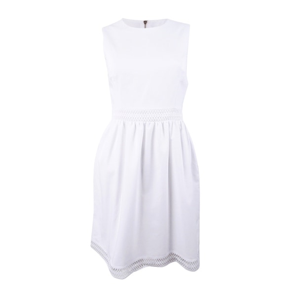 calvin klein white fit and flare dress