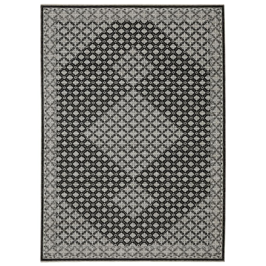 Style Haven Cádiz Diamond Medallions Black/Grey Area Rug