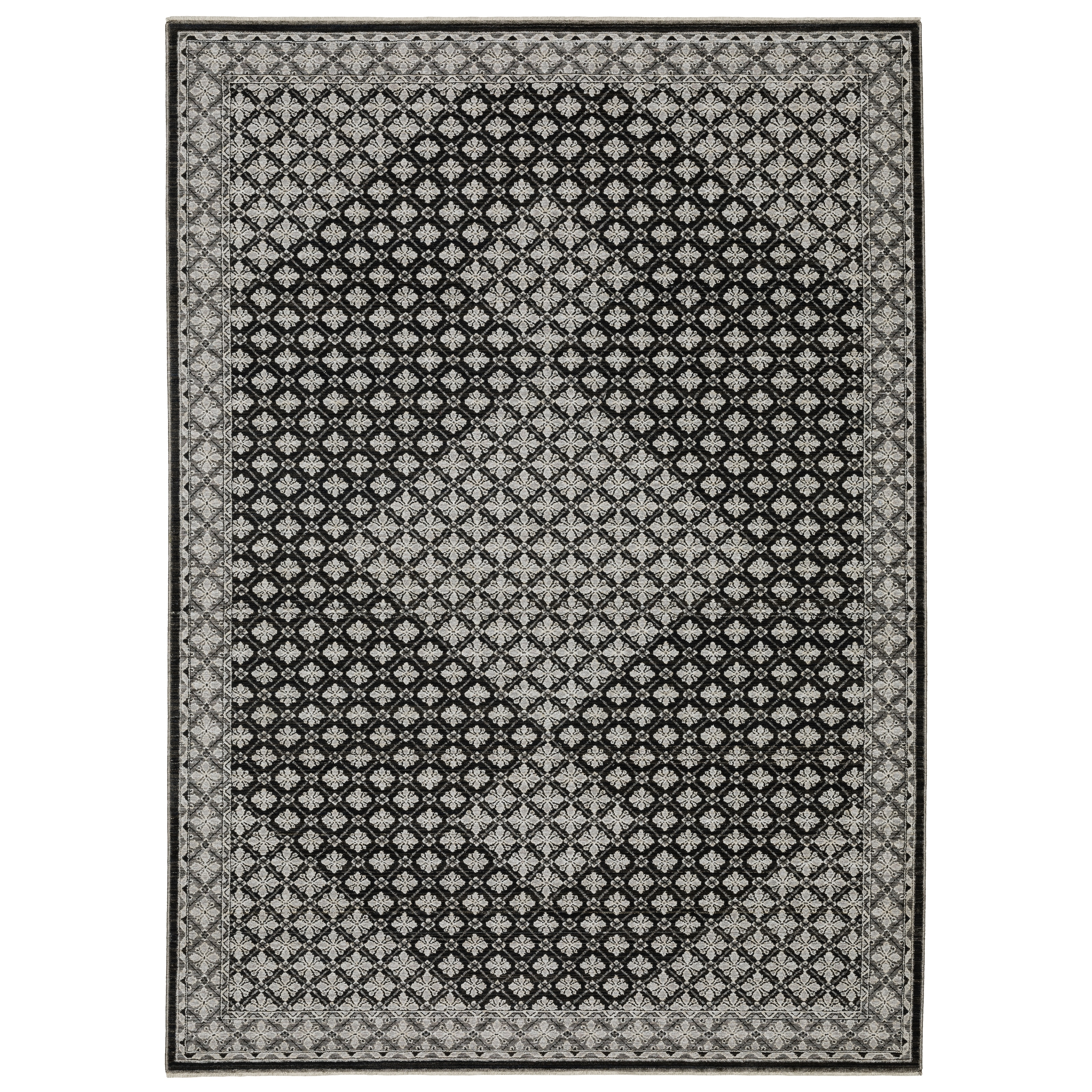 Style Haven Cádiz Diamond Medallions Black/Grey Area Rug