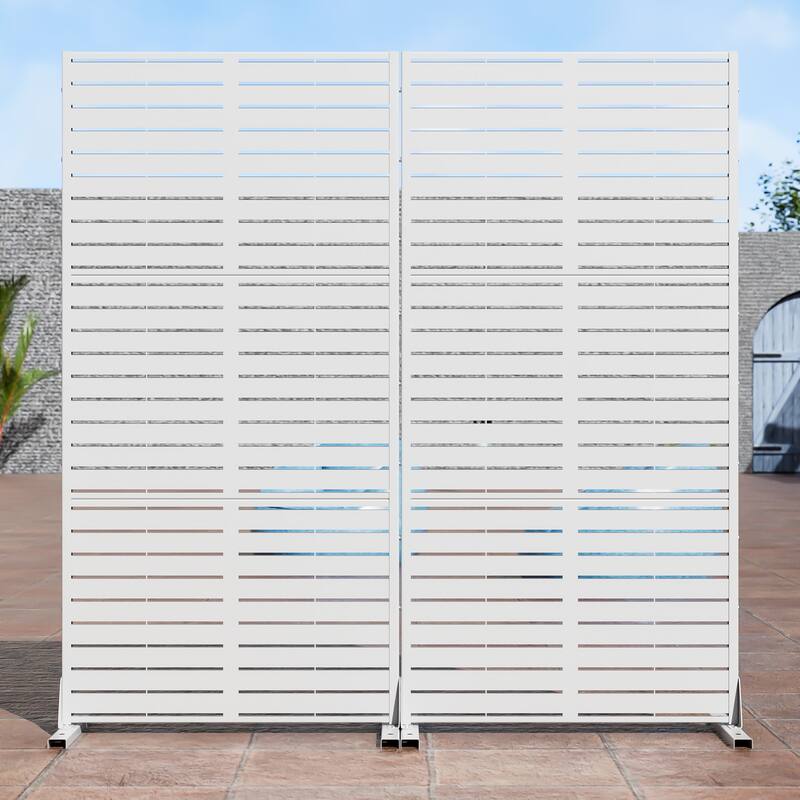 Outdoor Privacy Screen with Stand for Patio Garden Metal Fence Set of 2