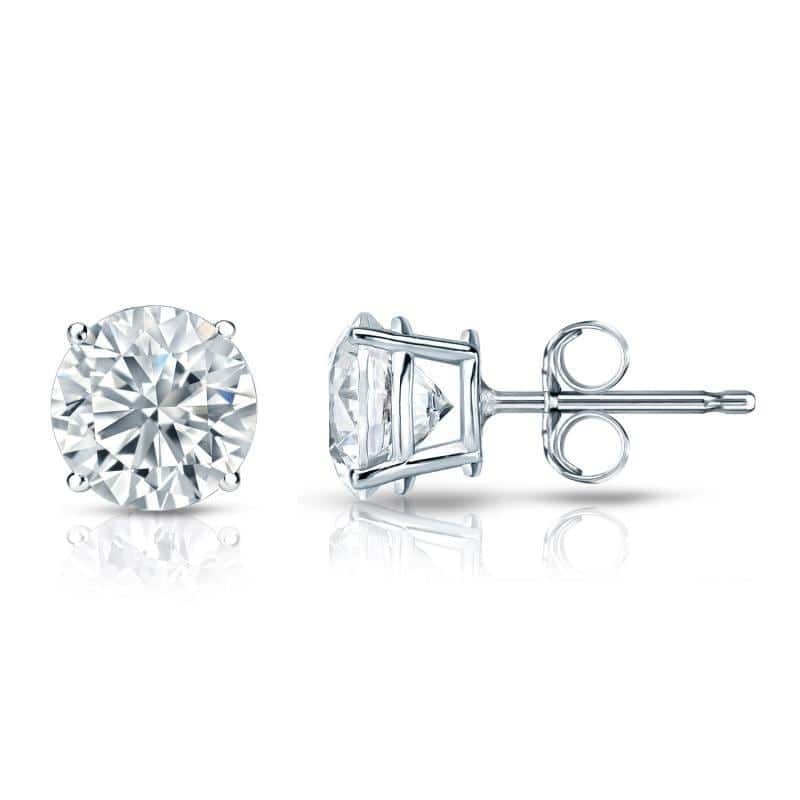 Auriya 3 3/4ctw Round Diamond Stud Earrings 18kt Gold Certified - White