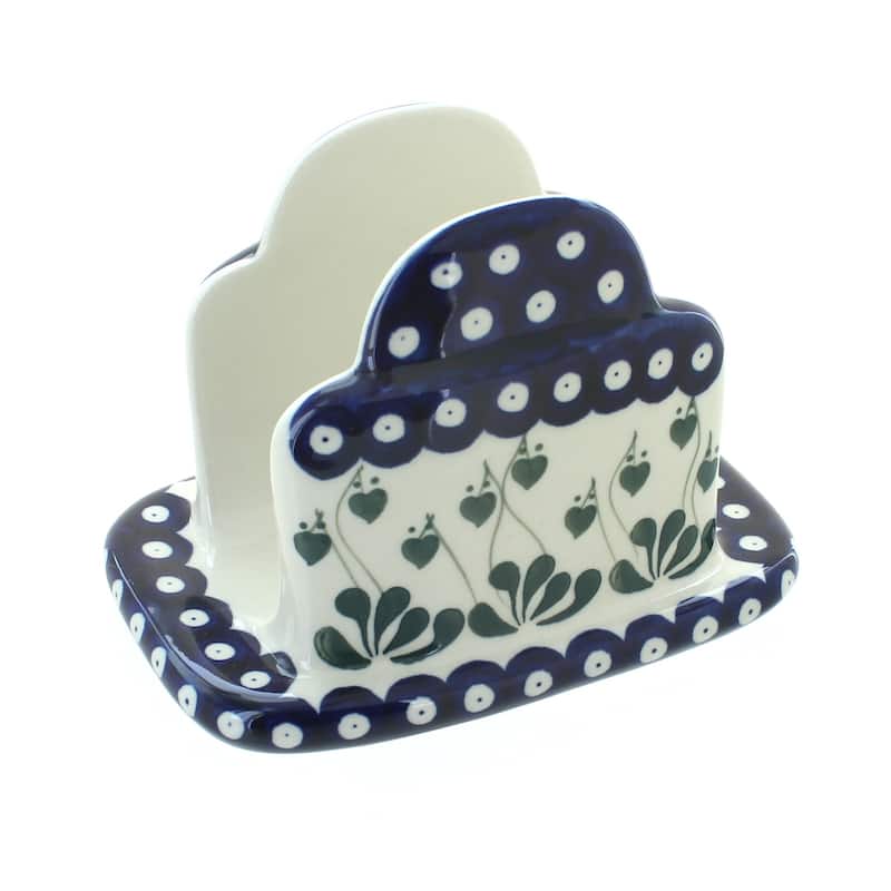 Blue Rose Polish Pottery 487 Ceramika Artystyczna Napkin Holder