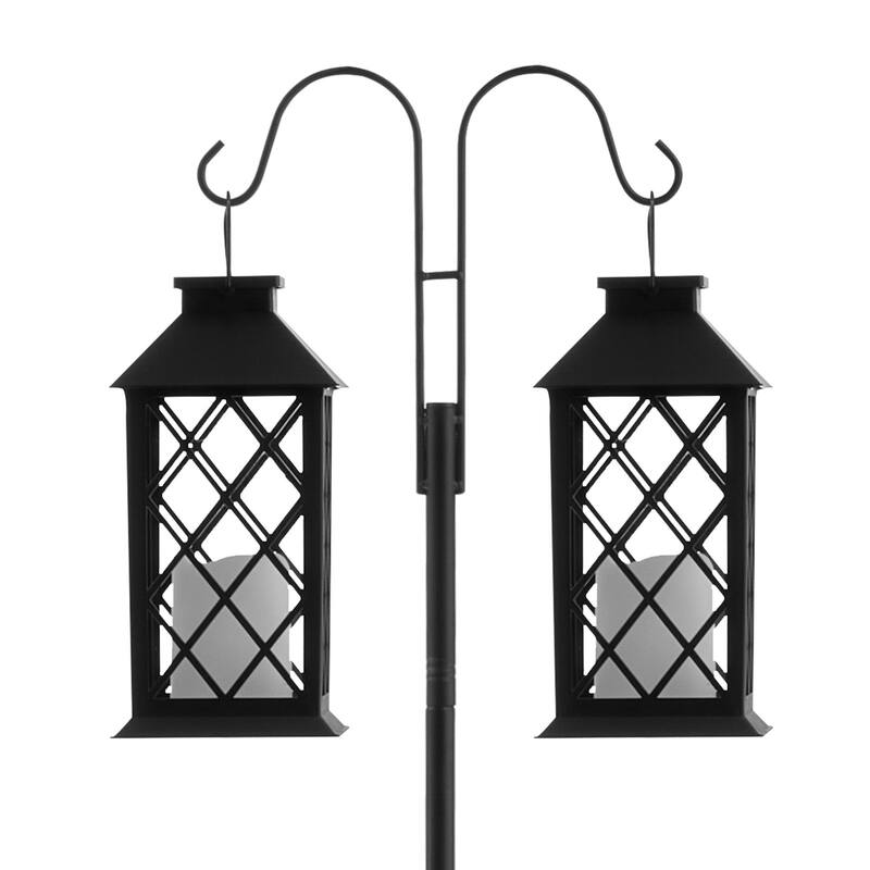 92" Rust-Resistant Garden Stand Bird Feeder Pole with Dual Hooks and 8 Pack Shepherd Hook - 11.61” x 9.84” x 92.32”