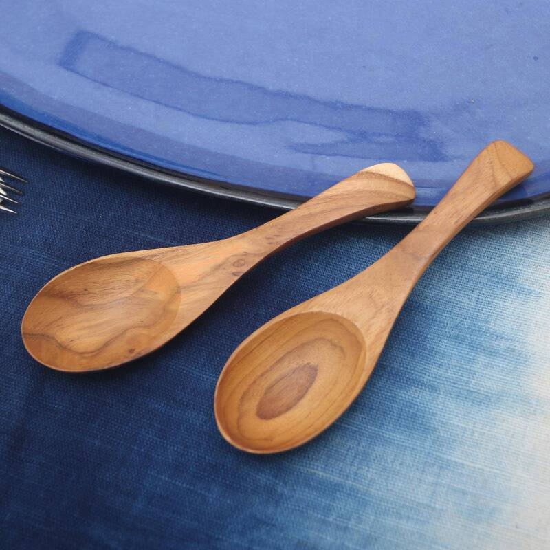 NOVICA Handmade Elegant Companions Teakwood Spoons (Pair) Indonesia - 6" H x 1.6" W x 0.8" D