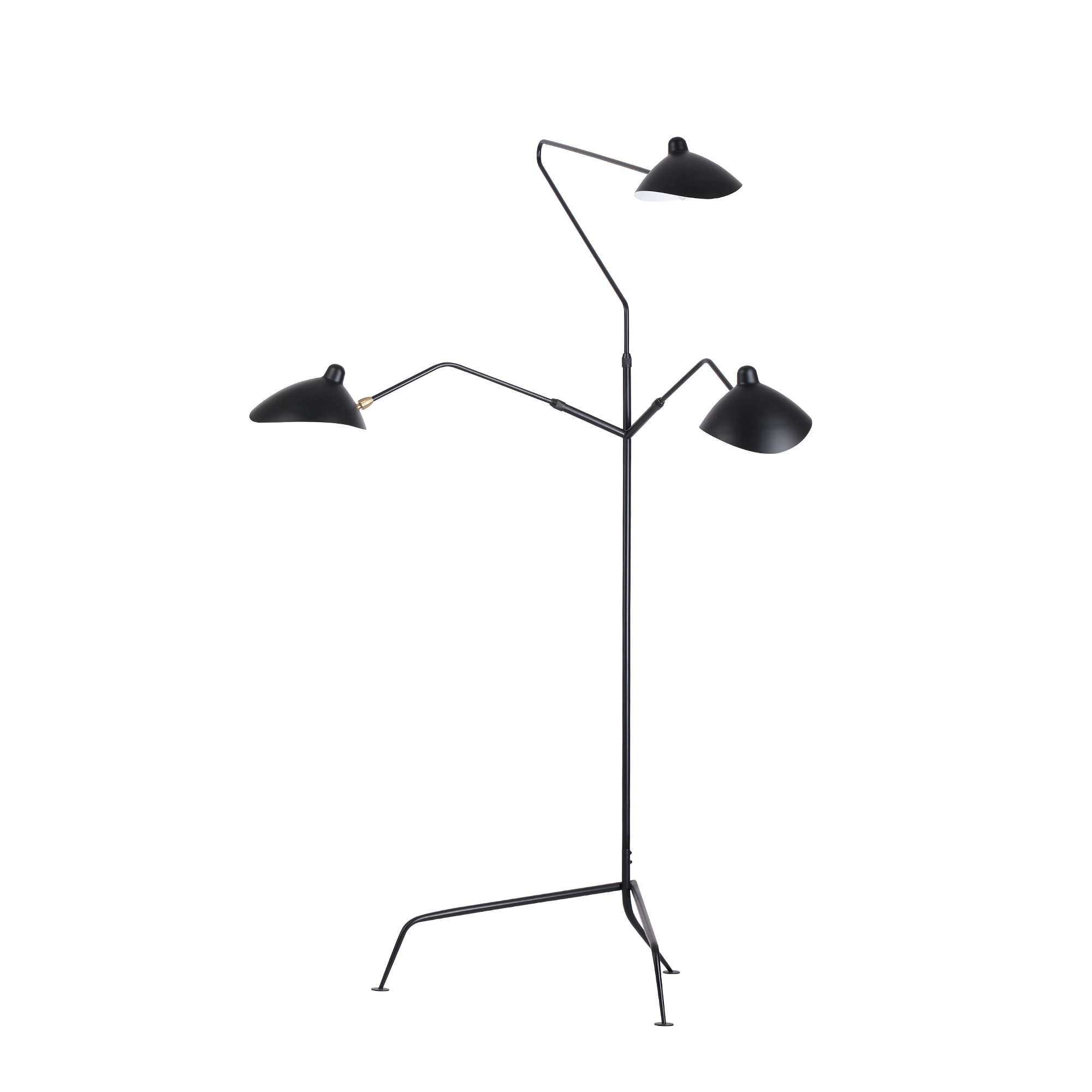 3 Swing Arm Contemporary Floor Lamp with Black Metal Shade
