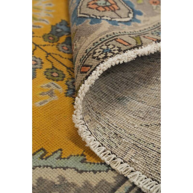 Hand Knotted Oriental 100% Wool Carpet Traditional Floral Yellow & Gold Tabriz Area Rug - 12' 6'' X 9' 6''