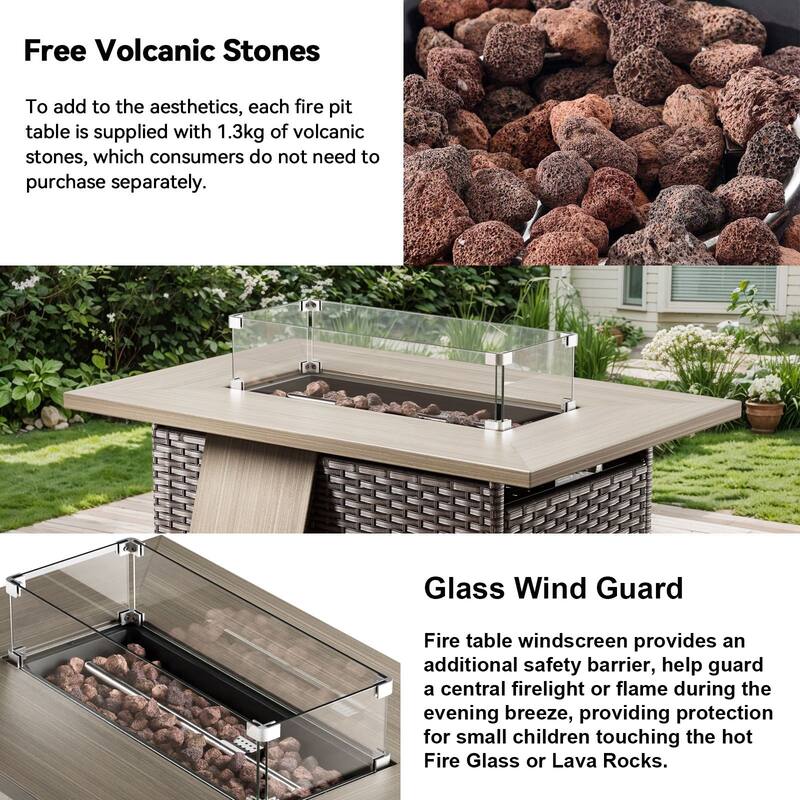 Gymojoy 7-9 Person All-Weather Wicker Outdoor Conversation Set Seating Group With Fire Pit Table