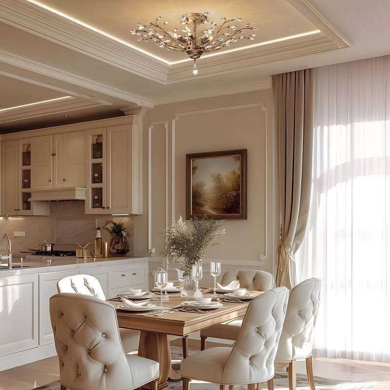 Starsky 5-Light Vintage Crystal Branch Semi-Flush Mount