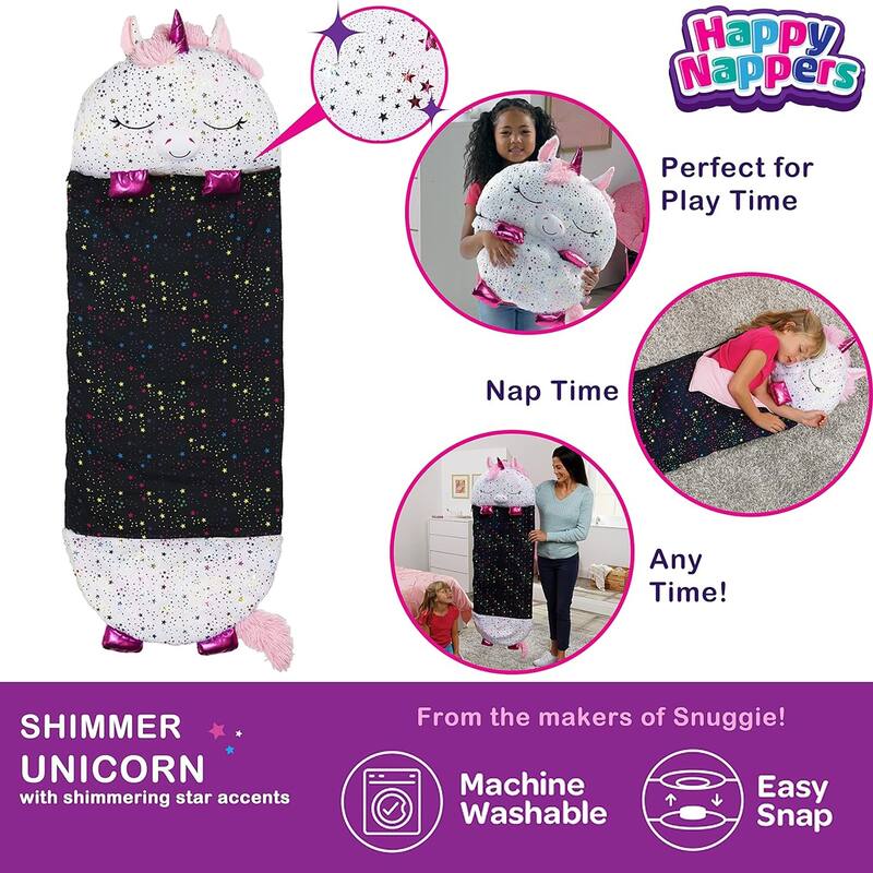Happy Nappers: Pillow & Sleepy Sack Large - Shimmer Unicorn -7+