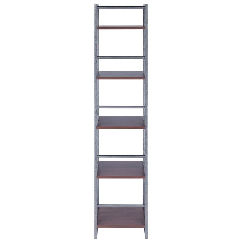 5 Tier Tall Storage Shelf - 61.5" - Graphite and Walnut