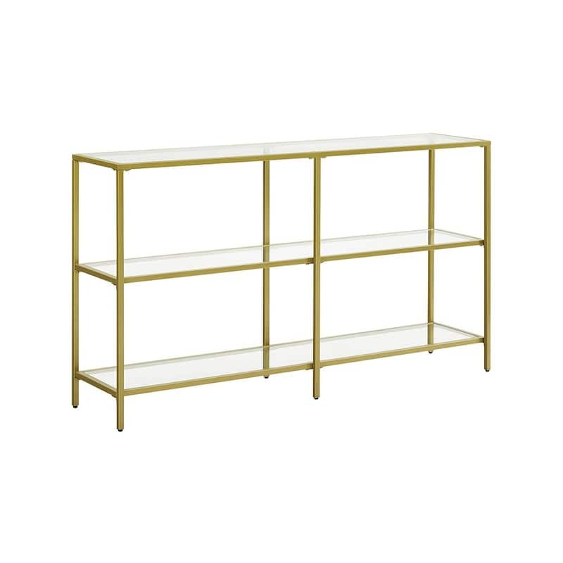 51” Console Table with Tempered Glass and Steel Frame Design Stylish and Functional Home Furniture - 11.8"D x 51.2"W x 28.7"H - Metalic Gold-Transparent
