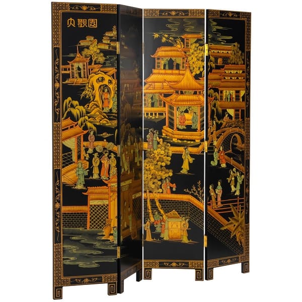 6 ft. Tall Black Lacquer Room Divider Courtyard On Sale Bed Bath