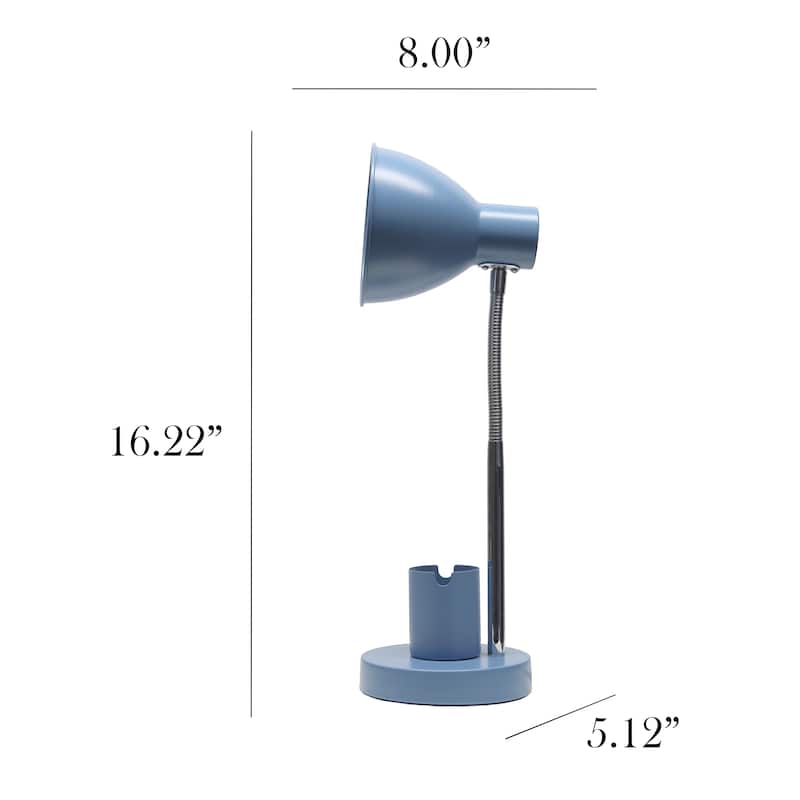Adjustable Metal Desk Lamp with Organizer Base and Chrome Gooseneck Arm Modern Task Lighting Multiple Colors