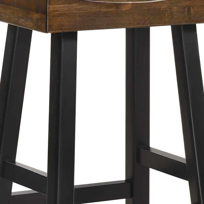 HomeRoots 30" Brown And Black Solid Wood Backless Bar Height Bar Chair