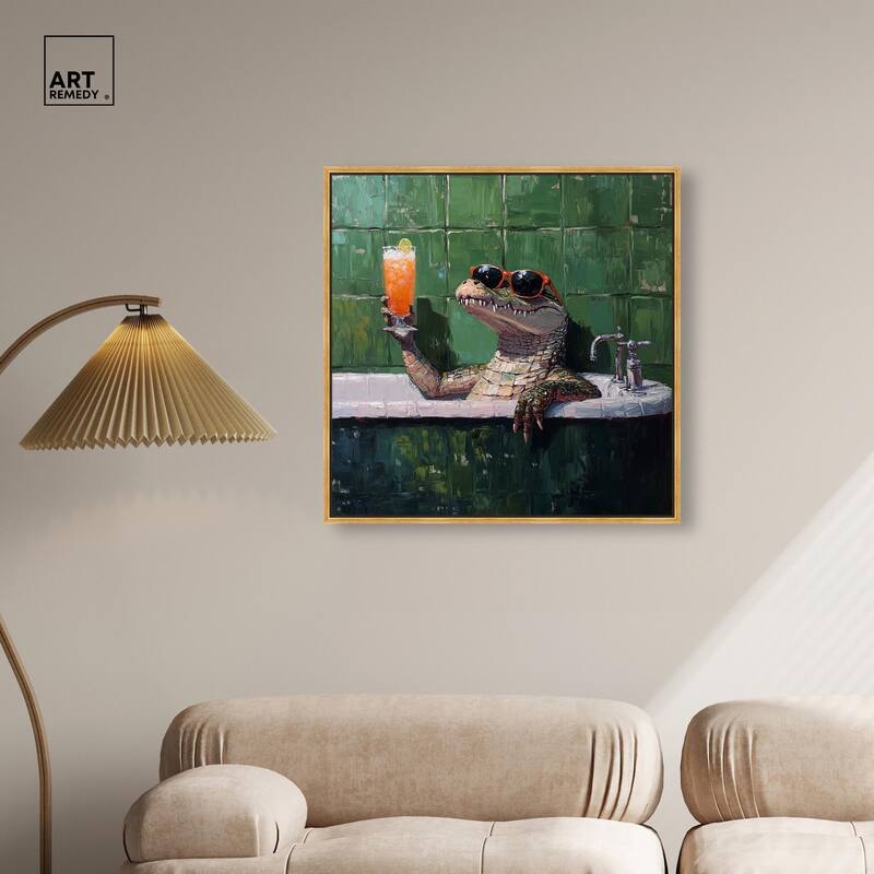 Cocktail Croc I Canvas by Art Remedy