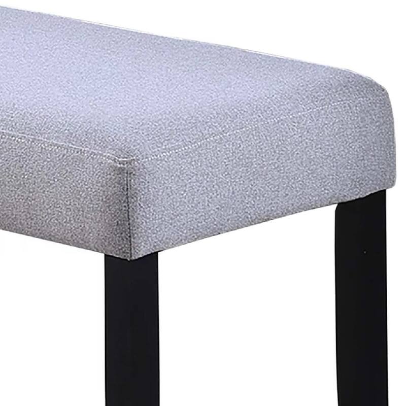 Arun Dining Bench, 41 Inch Charcoal Gray Fabric, Black Rubberwood
