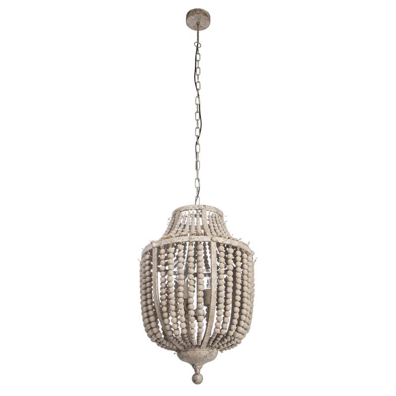 Metal and Draped Wood Bead Chandelier