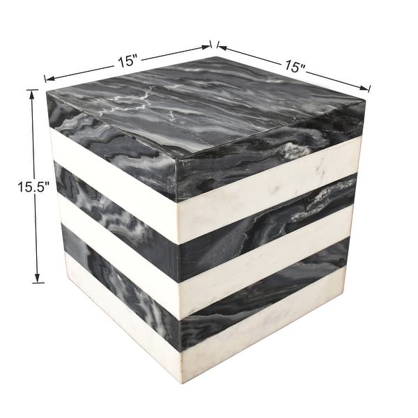 dimension image slide 0 of 6, Felix Minimalist Marble Cube End Table, Stone Square Block Side Table, Solid Living Room Accent Pedestal
