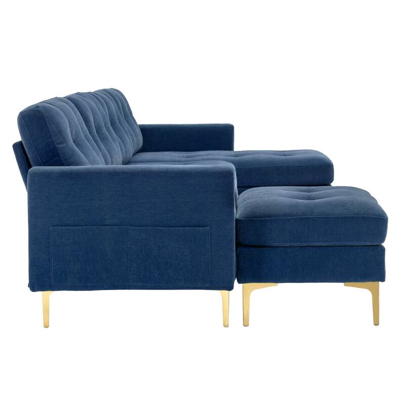 110.6" L-Shape Convertible Sectional Sofa Couch, Upholstered Deep Seat Couches with Movable Ottoman for Living Room