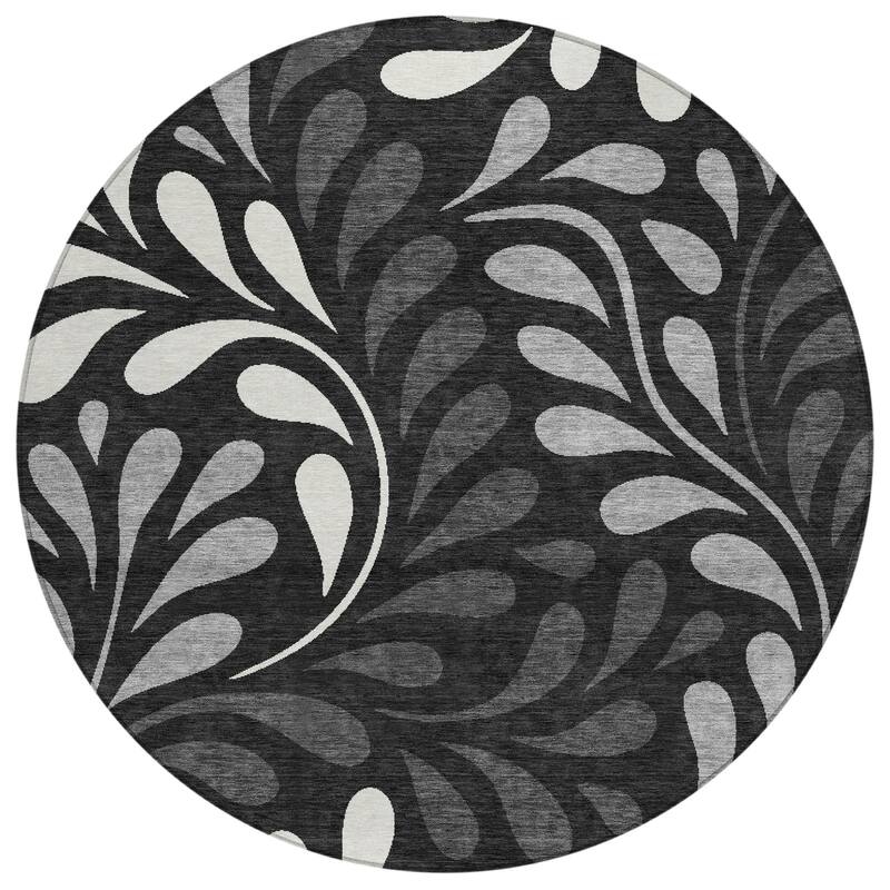 Machine Washable Indoor/ Outdoor Floral Arabesque Chantille Rug