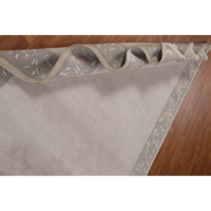 Bordered Nepalese Oriental Wool Area Rug Hand-knotted Office Carpet - 5'6" x 8'7"