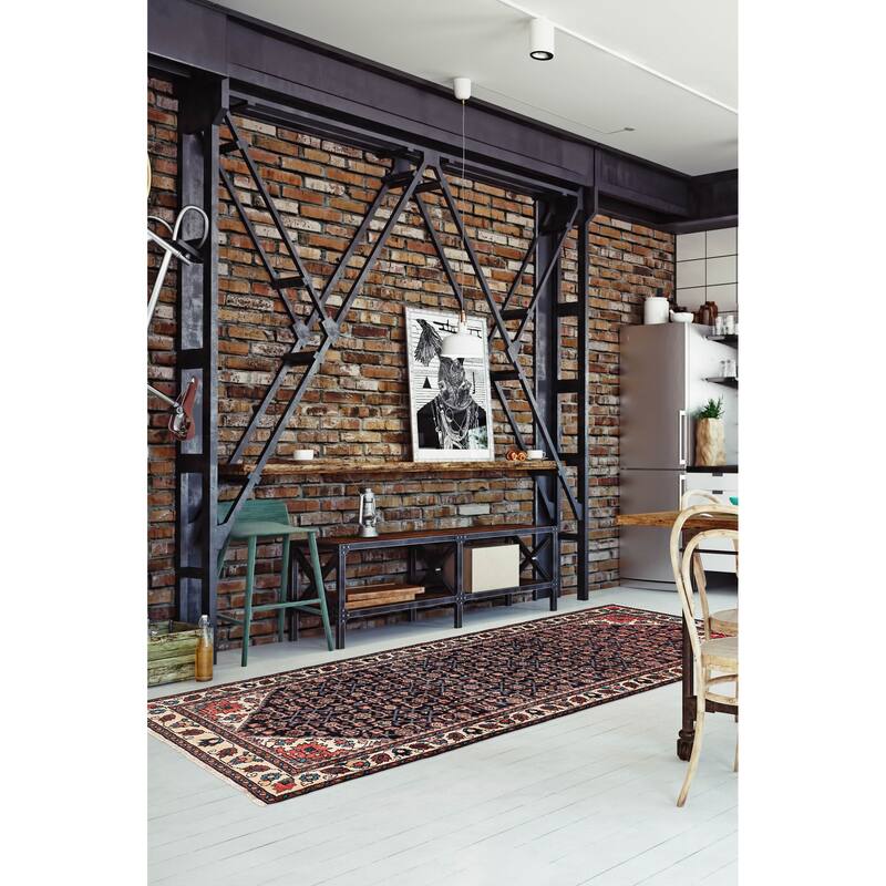 ECARPETGALLERY Hand-knotted Andelz Dark Navy Wool Rug - 3'8 x 9'10