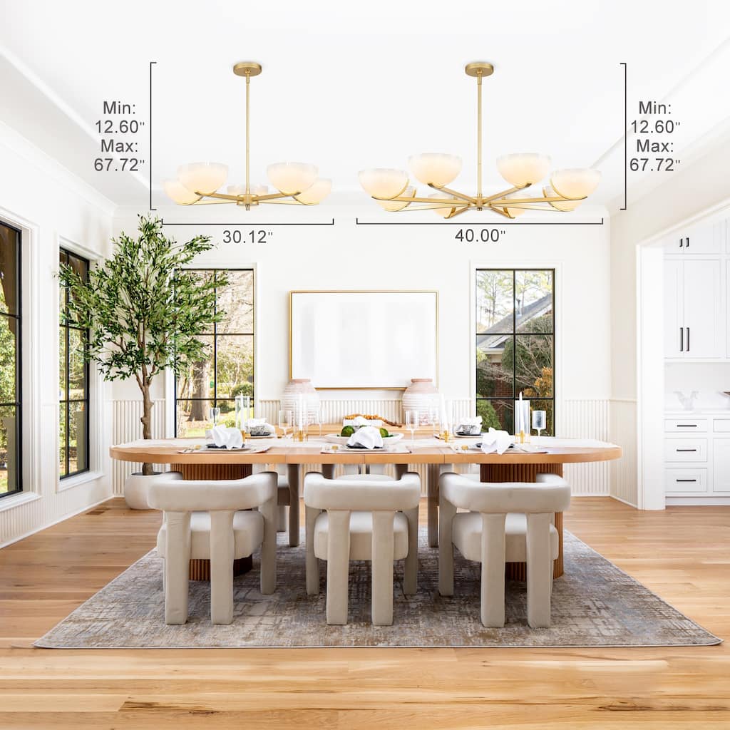 Gold Branched Chandelier Gradient White Semi-Circle Glass Shades