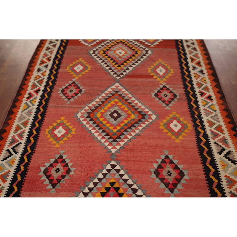 Tribal Kilim Qashqai Persian Vintage Rug Flatweave Wool Carpet - 5'2"x 8'2"