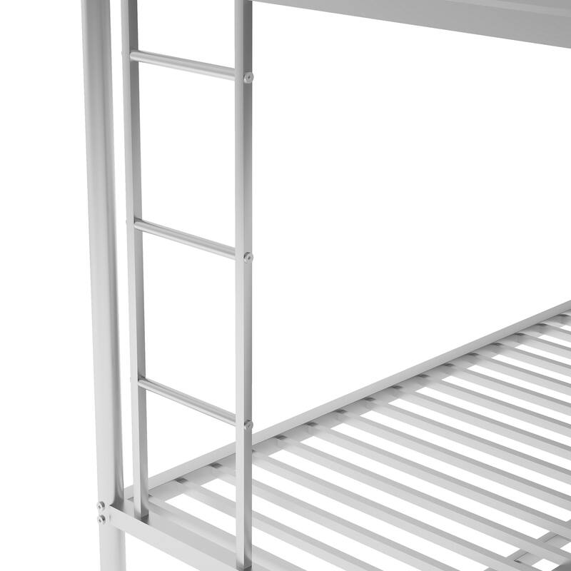 Bed with Sturdy Steel Frame, Bunk Bed with Trundle, Two-Side Ladders