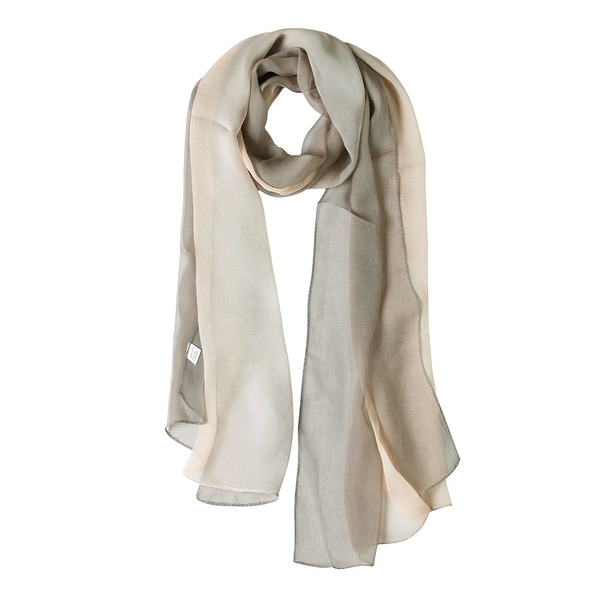 Long Chiffon Lightweight Gradient Color Scarf For Women Gray/Beige - 63"x19.6". Opens flyout.
