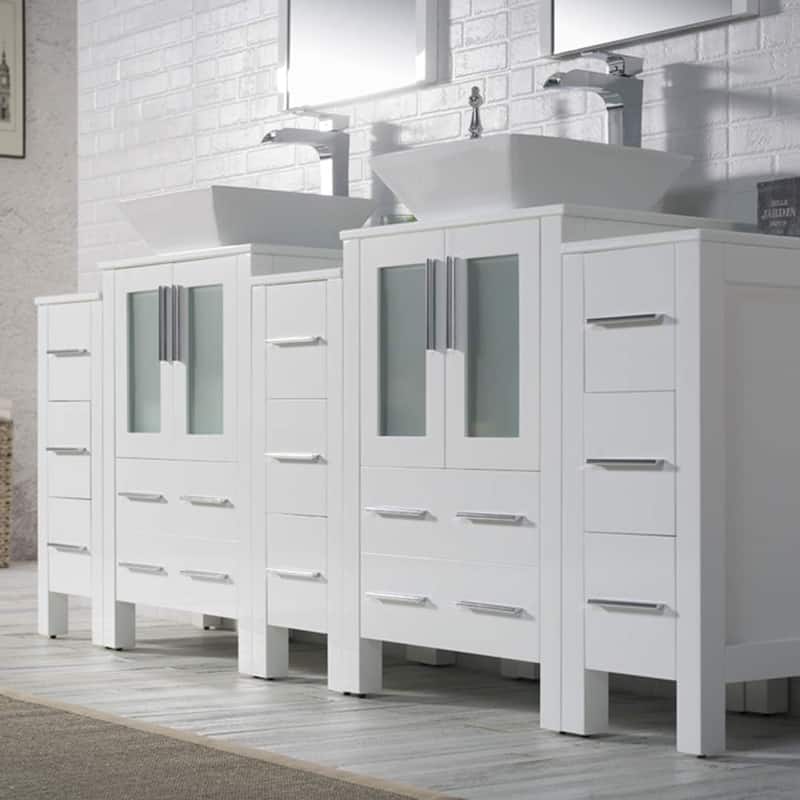 Blossom Sydney 84" Bathroom Double Sink Vanity with Cabinets & Mirrors