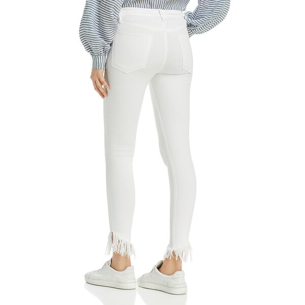 womens white frayed hem jeans