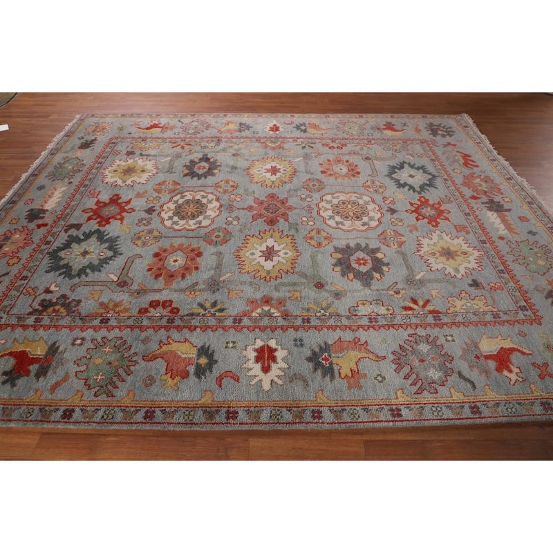 Floral Oushak Oriental Area Rug Handmade Wool Carpet - 8'2"x 9'9"