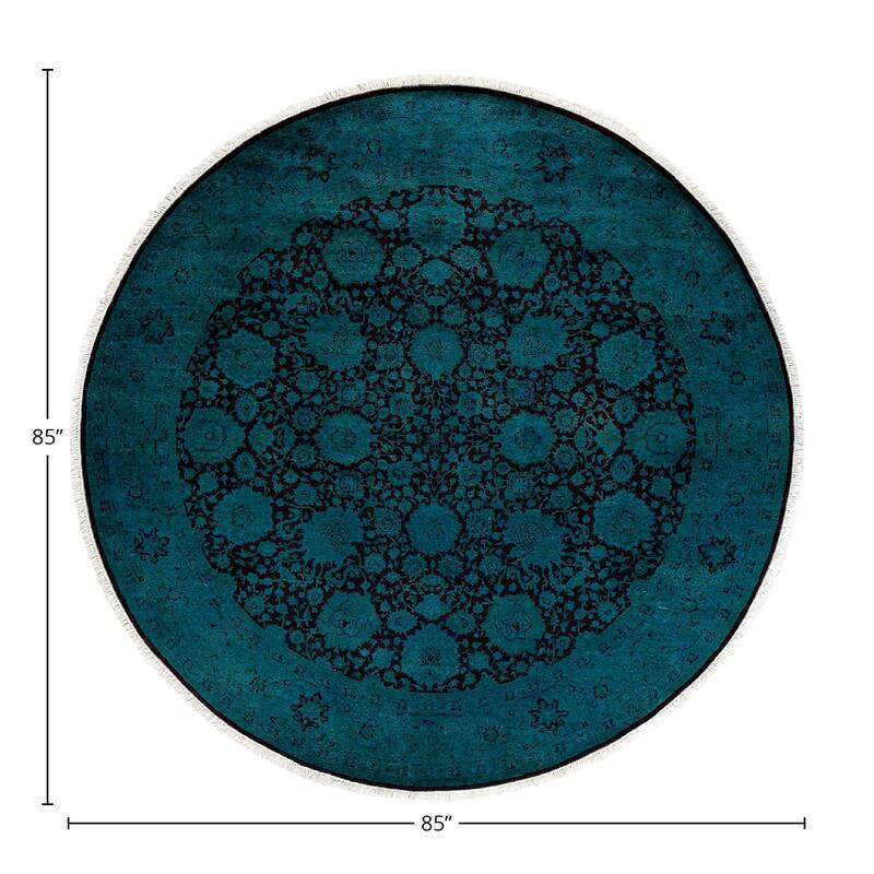 Fine Vibrance, One-of-a-Kind Hand-Knotted Area Rug - Green, 7' 1" x 7' 1" - 7' 1" x 7' 1"