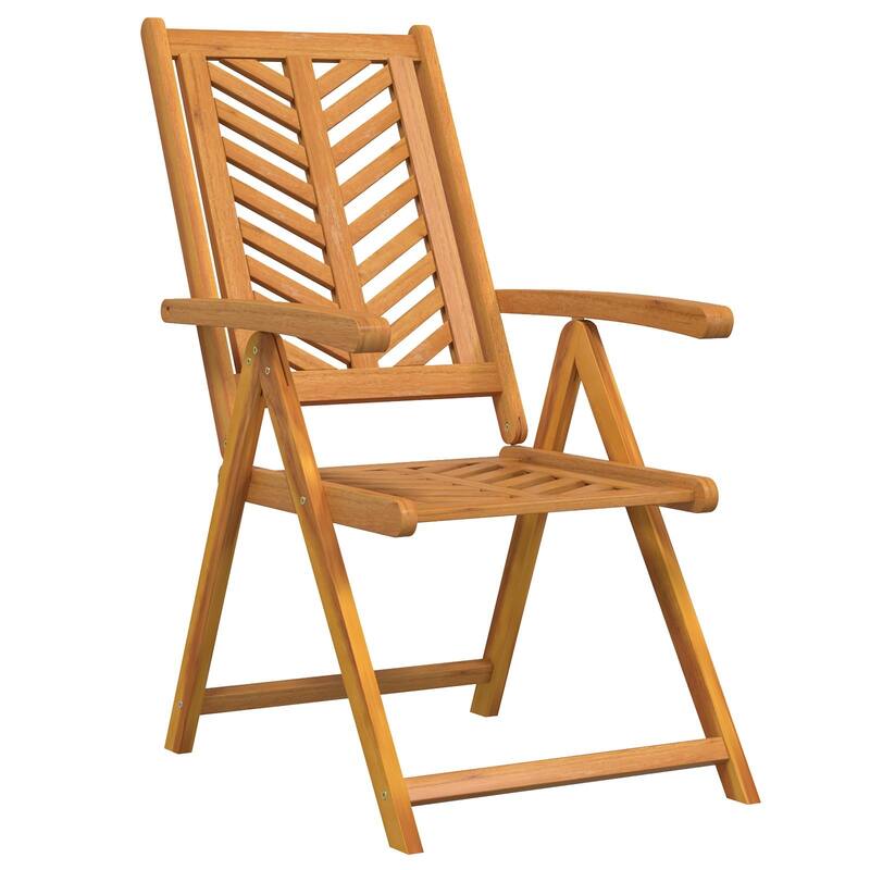 vidaXL Patio Chair Reclining Chair Seating Outdoor Furniture Solid Wood Acacia - 22.4 x 28 x 35.4