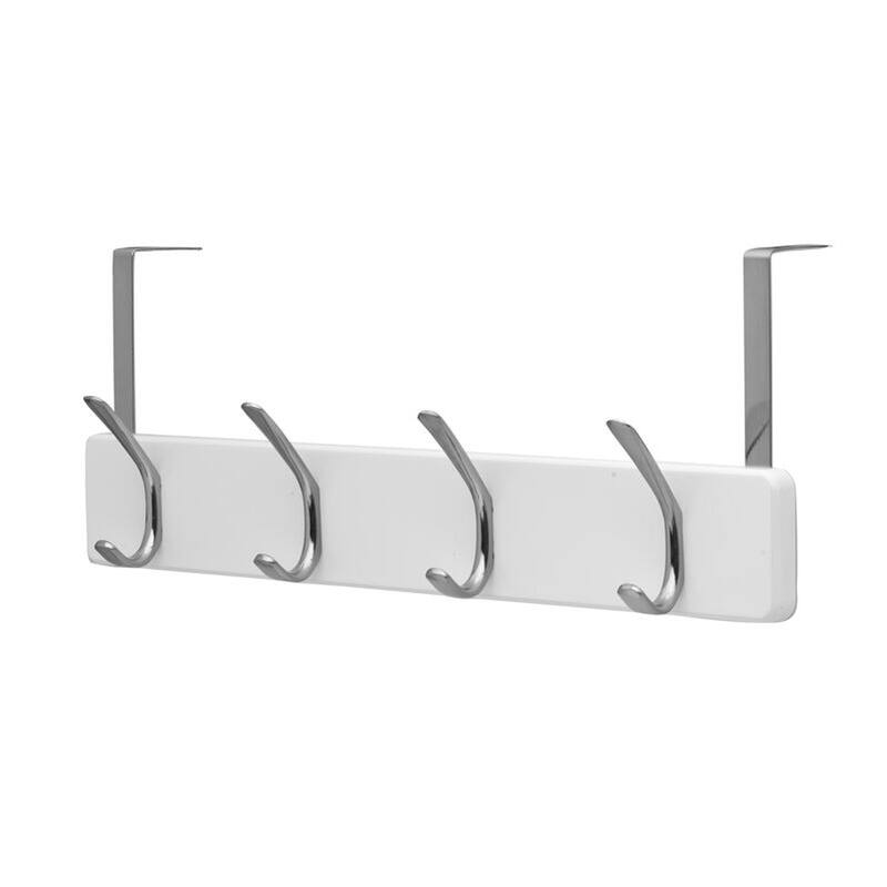 Melannco Over the Door Metal Coat Hook, 18X6 Inch, White