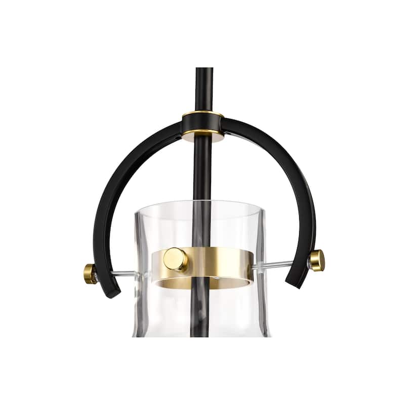 Oil Rubbed Bronze and Antique Gold 1-Light Clear Bowl Glass Pendant
