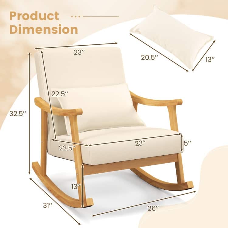 Soft Upholstered Rocking Chair for Living Room and Bedroom - 31" x 26" x 32.5"
