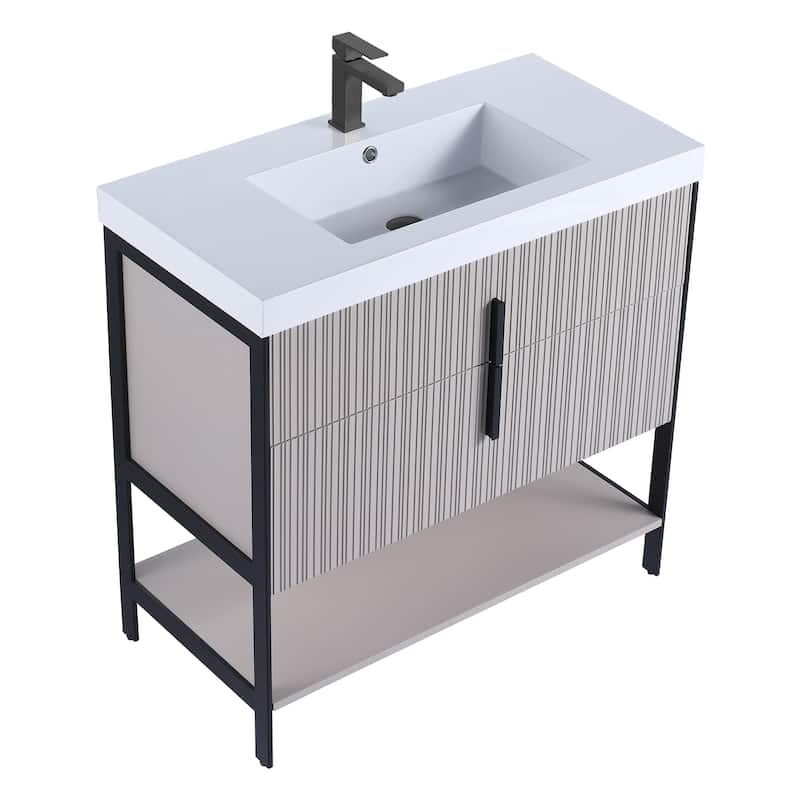 Fine Fixtures Serenity Modern Bathroom Vanity with White Gel Acrylic Top