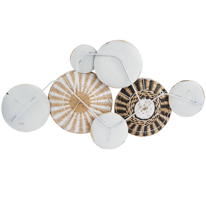 Gold Dried Plant Handmade Woven Plate Home Wall Decor with Intricate Patterns