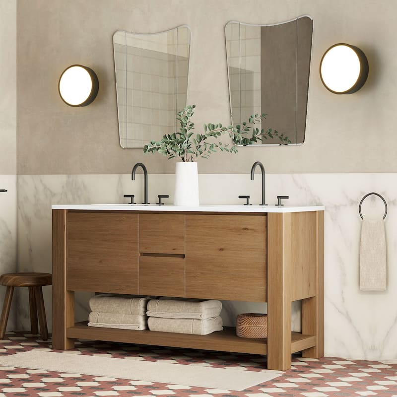 7.87 in. Modern Matte Black Round LED 3000K Warm Light Wall Sconce - 7.87 in. W x 3.35 in. H